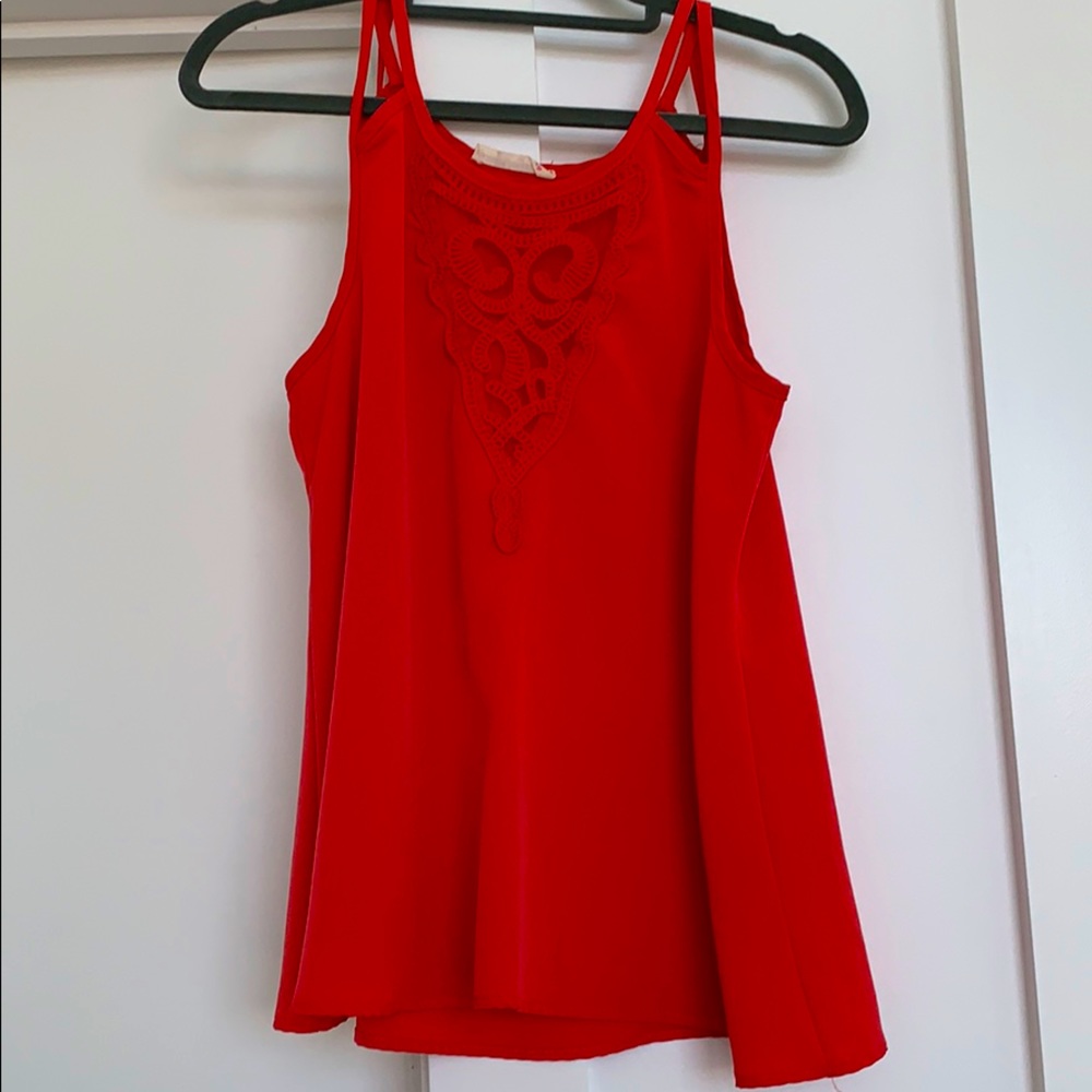 Red flowy top